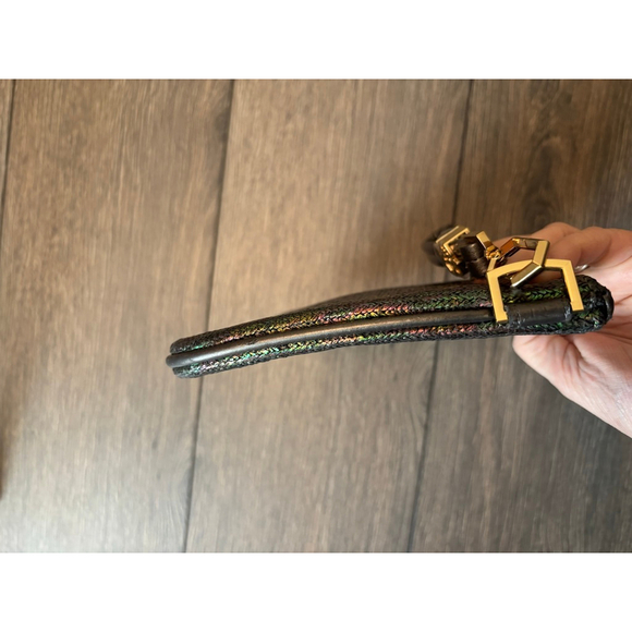 Kendra Scott Metallic Woven Wristlet Detachable Strap Purse Dark Iridescent OS - Picture 15 of 15